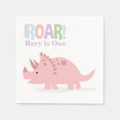 Serviette En Papier Pastel Pink Baby Dinosaures Roar Anniversaire (Devant)