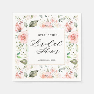 Serviette En Papier Pastel Pink Blush Rose Fête des mariées florale
