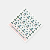Serviette En Papier Pastel Pink Bugs Flower Motif Anniversaire (Coin)