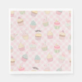 Serviette En Papier Pastel Pink Gingham Cute Cupcakes Pattern (Devant)