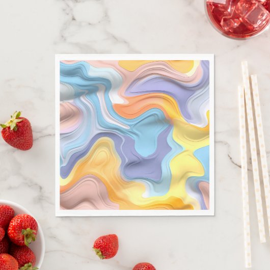 Serviette En Papier Pastel Plastic Fluid Abstrait (En situation)