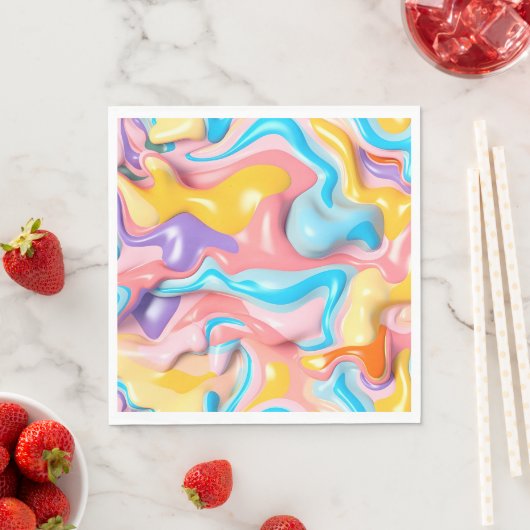 Serviette En Papier Pastel Plastic Fluid Abstrait (En situation)