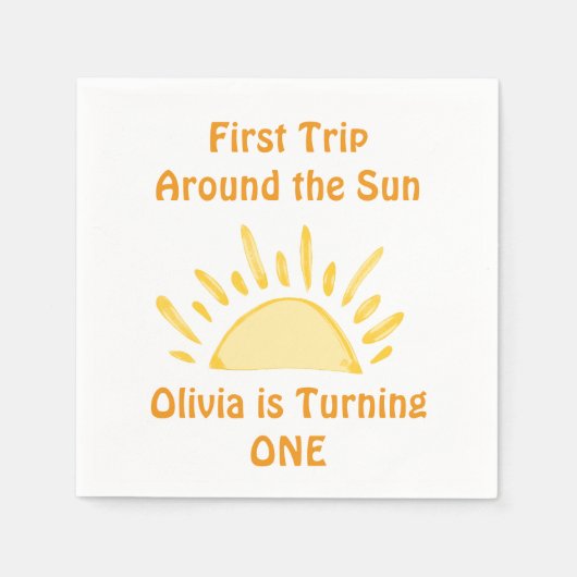 Serviette En Papier pastel Premier voyage autour du soleil Anniversair (Devant)
