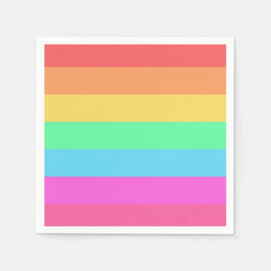 Serviette En Papier Pastel Rainbow Color Strips Design (Devant)