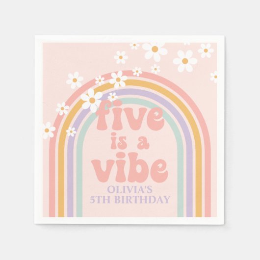 Serviette En Papier Pastel rainbow Five est une ambiance de 5e anniver (Devant)