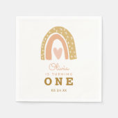 Serviette En Papier Pastel Rainbow Girl 1er anniversaire (Devant)