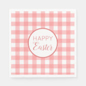 Serviette En Papier Pastel Raspberry Red Happy Pâques Plaid Motif (Devant)