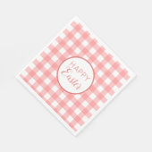 Serviette En Papier Pastel Raspberry Red Happy Pâques Plaid Motif (Coin)