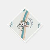 Serviette En Papier Pastel Retro Gris Ballons Bleus Bébé Dragon (Coin)