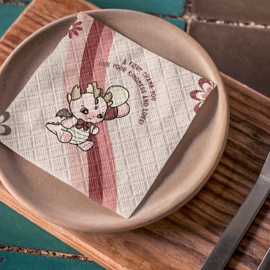 Serviette En Papier Pastel Retro Rose mignon Ballons Bébé Dragon