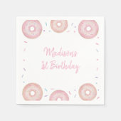 Serviette En Papier Pastel Rose Donut Sweet Un Anniversaire (Devant)