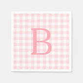 Serviette En Papier Pastel rose et blanc En vichy monogramme (Devant)