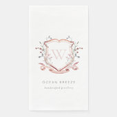 Serviette En Papier Pastel Rose Fleur sauvage Aquarelle Crest Monogram (Devant)