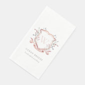 Serviette En Papier Pastel Rose Fleur sauvage Aquarelle Crest Monogram (Coin)