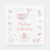 Serviette En Papier Pastel rose sous la mer Anniversaire (Devant)