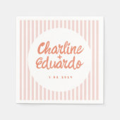 Serviette En Papier Pastel Rouge écriture manuscrite Mariage rétro ser (Devant)