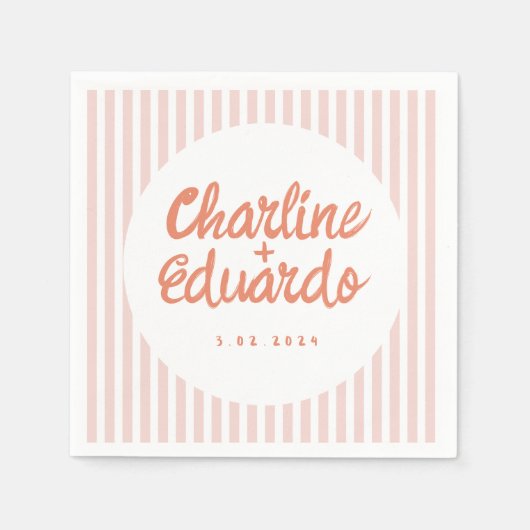 Serviette En Papier Pastel Rouge écriture manuscrite Mariage rétro ser (Devant)