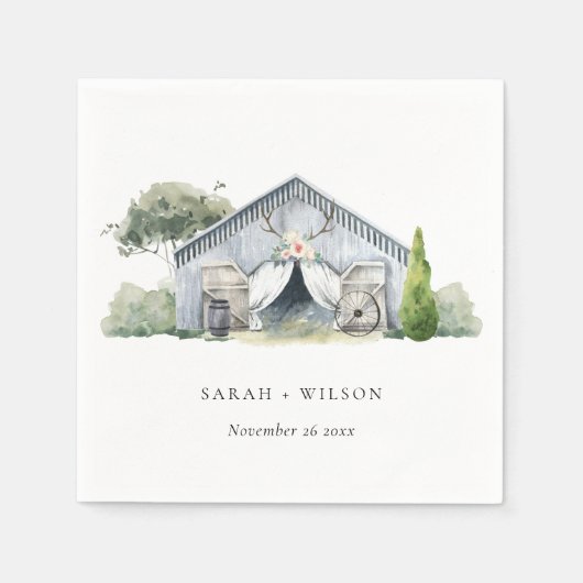 Serviette En Papier Pastel Rustic Dusky Barnyard Farm Mariage à thème (Devant)