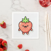 Serviette En Papier Pastel Strawberry Aesthetic Sticker – Cute Fruit I (En situation)