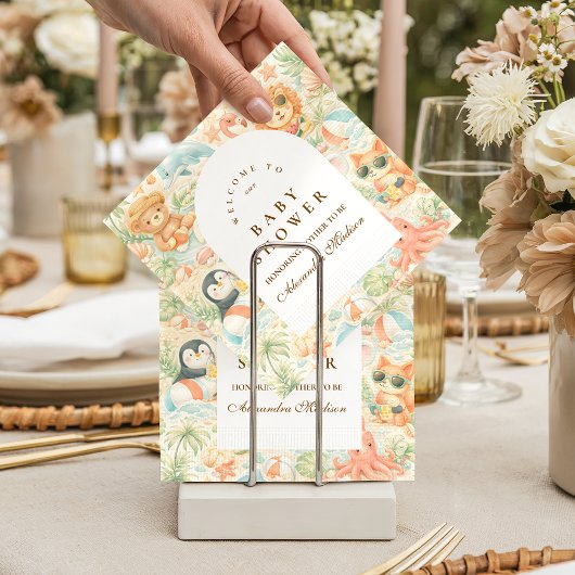 Serviette En Papier Pastel Summer Animals Baby Shower