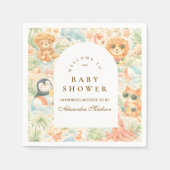Serviette En Papier Pastel Summer Animals Baby Shower (Devant)