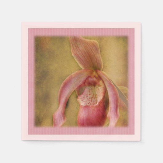 Serviette En Papier Pastel Texté Lady Slipper Orchid Napkin (Devant)