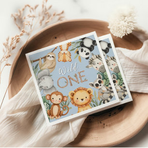 Serviette En Papier Pastel Tropical Wild One Jungle Safari Animaux
