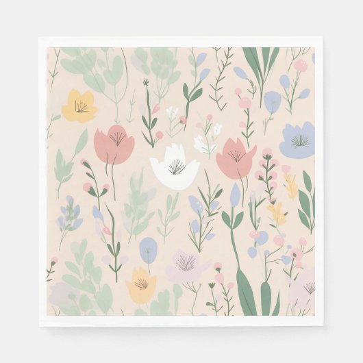 Serviette En Papier Pastel Tulip Design (Devant)