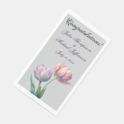 Serviette En Papier Pastel Tulip Mariage Suite Typographie élégante (Coin)