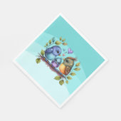 Serviette En Papier Pastel Turquoise Birds (Coin)