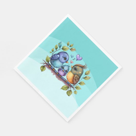 Serviette En Papier Pastel Turquoise Birds (Coin)