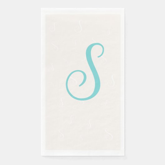Serviette En Papier Pastel Turquoise Élégant Dupliquer Monogramme | Li (Devant)