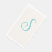 Serviette En Papier Pastel Turquoise Élégant Dupliquer Monogramme | Li (Coin)