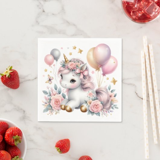 Serviette En Papier Pastel Unicorn (En situation)