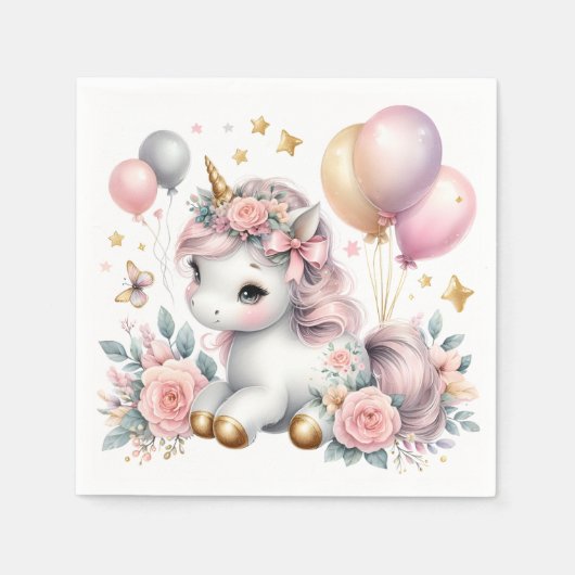 Serviette En Papier Pastel Unicorn (Devant)