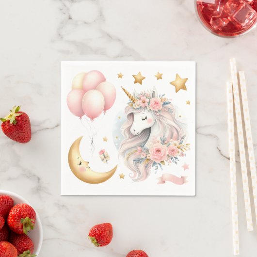 Serviette En Papier Pastel Unicorn (En situation)