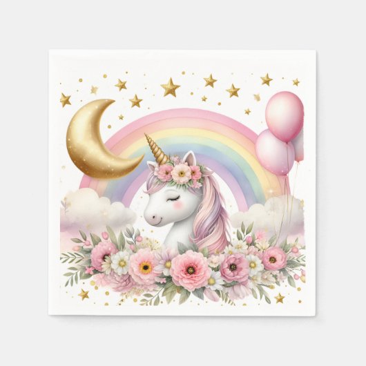 Serviette En Papier Pastel Unicorn (Devant)