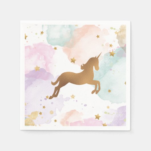 Serviette En Papier Pastel Unicorn fête d'anniversaire (Devant)