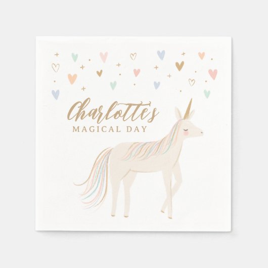 Serviette En Papier Pastel Unicorn Fille Anniversaire (Devant)