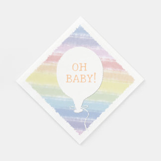 Serviette En Papier Pastel Watercolor Baby shower texte personnalisé O