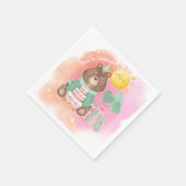 Serviette En Papier Pastel Watercolor Bear Birthday Napkin (Coin)
