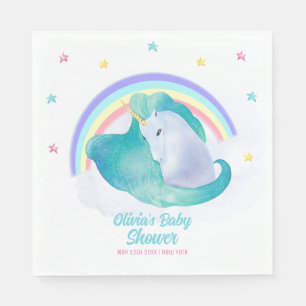 Serviette En Papier Pastel Whimsical Star Unicorn Rainbow Baby shower