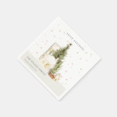Serviette En Papier Pastel White Snow Tree Maisons Joyeuses Fêtes (Coin)