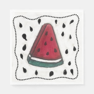 Serviette En Papier Pastèque Aquarelle Papier Napkin Déjeuner