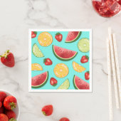 Serviette En Papier Pastèque Lime Fraise Fruits Motif Été (En situation)