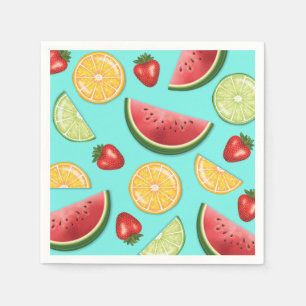 Serviette En Papier Pastèque Lime Fraise Fruits Motif Été
