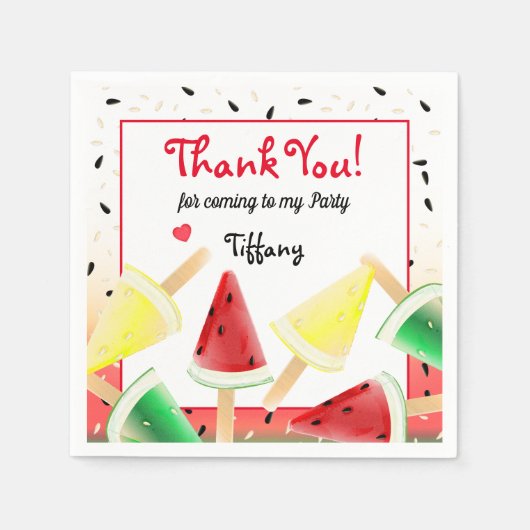Serviette En Papier Pastèque Popsicle de Fruit de citron | MERCI (Devant)