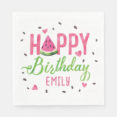 Serviette En Papier Pastèque rose mignonne, Fruit d'été Anniversaire (Devant)