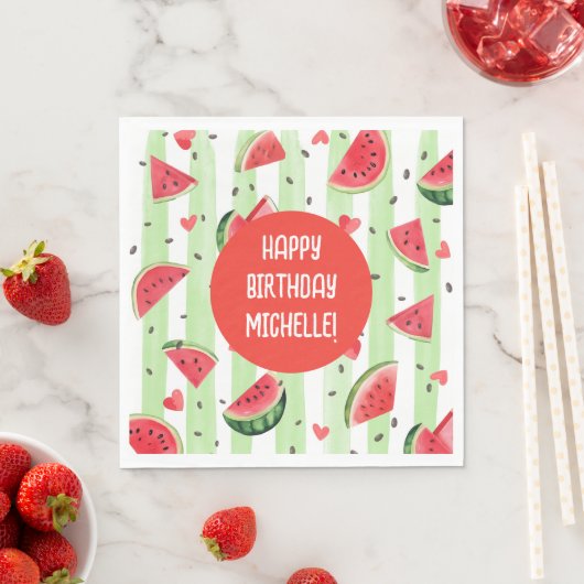 Serviette En Papier Pastèque rouge, Adorable été Fille Anniversaire (En situation)