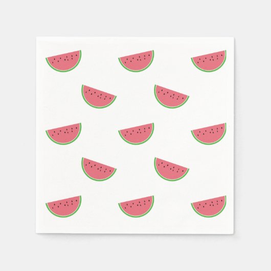 Serviette En Papier Pastèque Tranches Motif mignonne Été Rose Blanc (Devant)